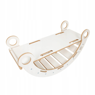 Rocker & Slide s ružovým vankúšikom Large Dream Rocker White Wood