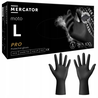 DIELENSKÉ RUKAVICE ČIERNA MERCATOR pro MOTO ČIERNA silná 100 ks