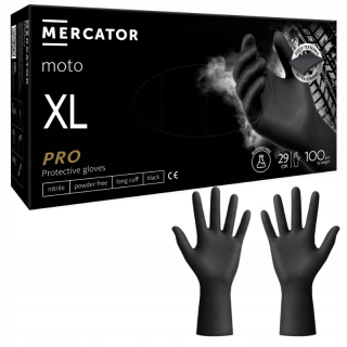 DIELENSKÉ RUKAVICE ČIERNA MERCATOR ideall MOTO ČIERNA silná 100 ks veľkosť XL