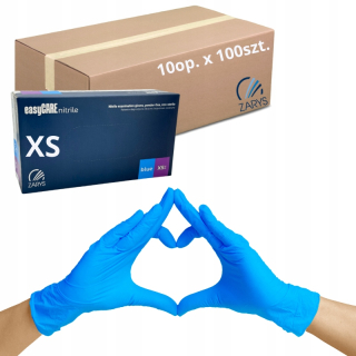 Rukavice nitrilové easyCARE nitril XS modré 1000 ks.
