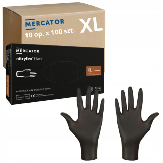 ČIERNE NITRILOVÉ rukavice MERCATOR NITRYLEX AQL 1,5r XL 1000 ks.