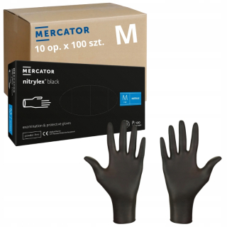 NITRILOVÉ rukavice čierne MERCATOR NITRYLEX BLACK veľkosť M 1000 ks.