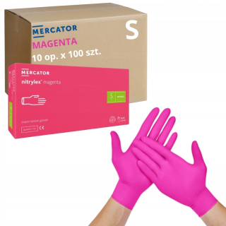 Mercator Lekárske rukavice Nitrilové rukavice 100 ks 7-S Nitrylex Magenta veľkosť 7 - S 50 párov