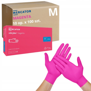 Rukavice nitrilové MERCATOR NITRYLEX purpurová 1000 ks PINK AQL 1,5 r