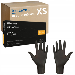 Mercator Medical Black XS Nitrilové rukavice bez prášku čierne