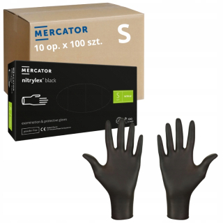 ČIERNE rukavice jednorazové MERCATOR NITRYLEX BLACK veľkosť S 1000 ks.