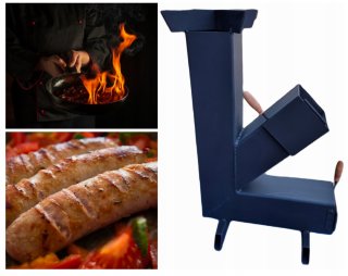 Raketový varič záhradný gril varič turistický varič 100x100x2mm
