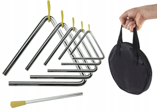SET TROJUHOLNÍK HUDOBNÝ NÁSTROJ + BATON 5 KS + OBAL -MONTESORI
