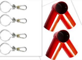 SET 2+4 konektory+svorky 100mm 90 stupňov ČERVENÁ