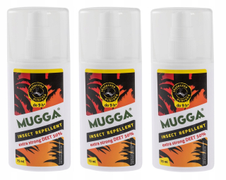 SET 3 x Mugga Strong 50% DEET 75 ml repelent proti komárom a kliešťom