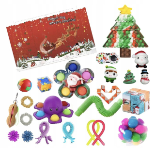 SET KALENDÁR ADVENTNÉ HRAČKY SMASH POPIT DARČEK VIANOČNÝ VEĽKÝ SET