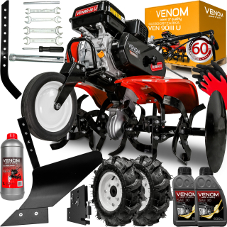 VÝKONNÁ JEDOVÁ BENZÍNOVÁ HRUBÁ VEŽA S POHONOM 223 CC, 10HP, PLUH DZIK, 3 RYCHL.