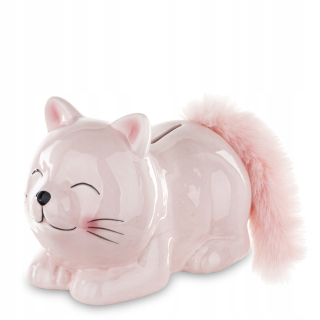 Pokladnička pre deti - Piggy Bank otvára mačka ružová keramika