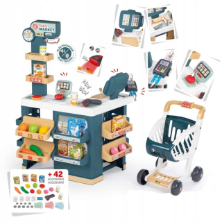 Smoby Supermarket s vozíkom Pokladňa Obchod Św/Dw 42acc