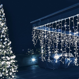 Vonkajšie Vianočné osvetlenie - Ľadové lampy Garland Light Curtain 9 m vianočné LED 200 biela studená