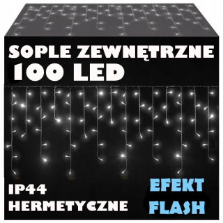 Vianočné svetielka - Vonkajšie cencúle 100 -limpy+Flash Cold IP44