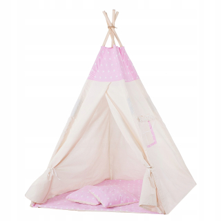 DETSKÝ STAN TIPI WIGWAM DETSKÝ DOMČEK BAVLNENÉ TEEPE + PODLOŽKA NA VANKÚŠE
