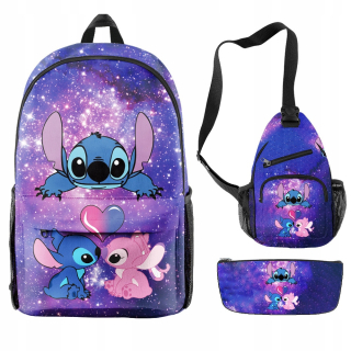 STICH SADA ŠKOLSKÝCH BATOH TAŠKA PUZDRO 3V1, Lilo and Stitch, viacfarebná