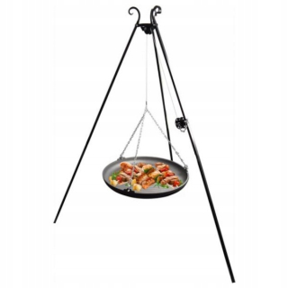 TÁBOROVÝ STATÍV S NAVIJAČOM + LIATIENOVÁ PANVA 63 CM KAWMET