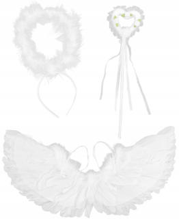 Dievčenský kostým - Angel Angel Wings Aureola biele perie