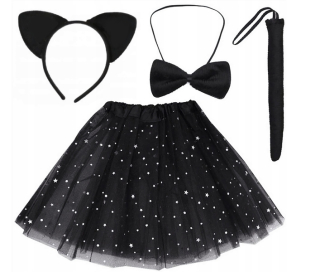 Dievčenský kostým - Cat Outfit Cat Čierna sukňa set 4 el.