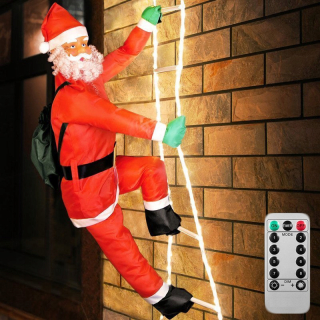 Vianočné osvetlenie - MIKULÁŠ NA REBRÍKU XXL 240cm LED DEKORÁCIA