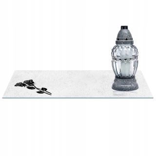 Podložka pod sviečky na hrob - Sklenený stojan pre sviečky 60x30cm 487d + nápis