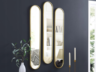 Sada 3 oválnych kovových zrkadiel – 23 × 120 cm (šírka × výška) – farba