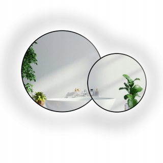 DOTTI LED okrúhle zrkadlo v zrkadle v ráme MDF SLIM, priemer 90 cm + priemer 65 cm