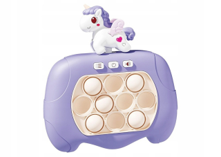 Senzorická hra Unicorn Pop It Svetlá na batérie znie fialové