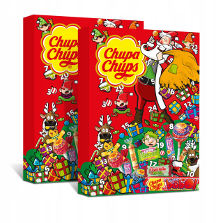 Sada adventného kalendára Chupa Chups, cukríky, lízanky, žuvačky, želé, 2x210,6g
