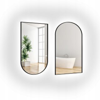 Sada dvoch polooválnych zrkadiel DOMI LED v ráme MDF SLIM 50x120cm