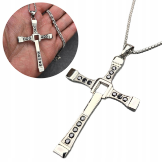 Strieborný Vin Diesel Cross z filmu Kamienky + Belcher Chain