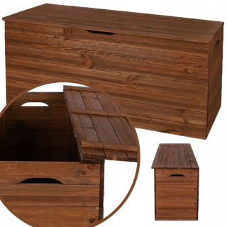 Záhradný úložný box - Balkónový box s vekom, sedadlo, drevený záhradný box, VEĽKÝ XXL
