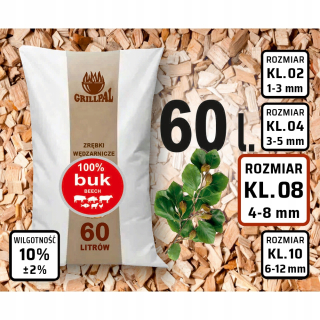 Údiarenská štiepka suchá 100% BUK 15 kg/60 litrov, Certifikát Cl 08
