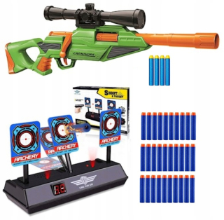 Ostreľovacia puška CARNIVORE + ELEKTRICKÝ ŠTÍT + NERF ŠÍP