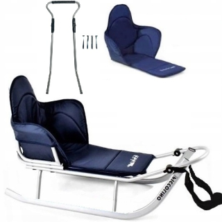 Strieborné sánky Piccolino + matrac + posúvač Adbor