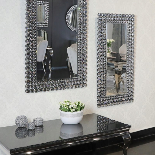 Strieborné obdĺžnikové glamour zrkadlo 60x120 cm M-0533-06