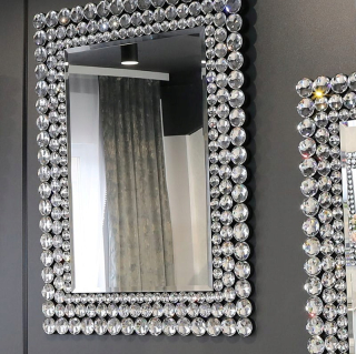 Strieborné obdĺžnikové glamour zrkadlo 75x95 M-0533-07