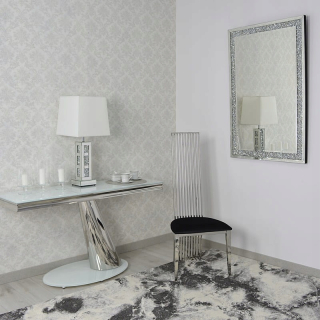 Strieborné obdĺžnikové glamour zrkadlo 80x120 cm M-0507