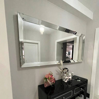 Strieborné obdĺžnikové glamour zrkadlo 80x120 cm M-0517-03