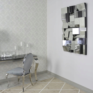 Strieborné obdĺžnikové glamour zrkadlo 80x120 cm M-0520