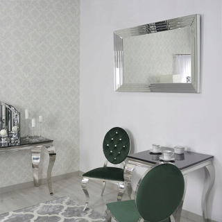 Strieborné obdĺžnikové glamour zrkadlo 80x120 cm M-0522-02