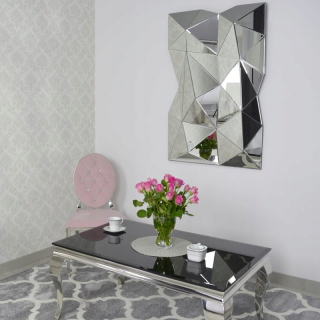 Strieborné obdĺžnikové glamour zrkadlo 80x121x10 cm M-0521