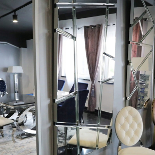 Strieborné obdĺžnikové glamour zrkadlo M-0565-01 80x120