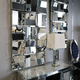 Strieborné obdĺžnikové glamour zrkadlo M-0567-01 80x120 cm