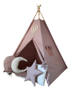 Detský stan Tipi so 4 vankúšmi Star Balloon Moon Pink Boho Style