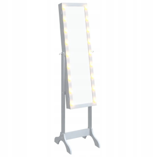 Stojanové zrkadlo s LED, biele, 34x37x146 cm
