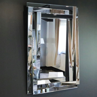 Strieborné zrkadlo glamour dekoračné obdĺžnikové 80x120 cm M-0572