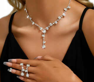 Svadobný set, kryštály, tanečná sála, Silver Tone, 4v1